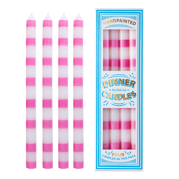 Archivist Candles Pink Stripe Hand Painted