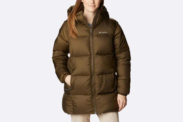 Columbia Wmns Puffect Hooded Mid Puffer Jacket Green