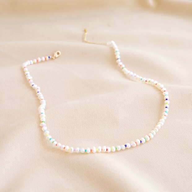 Lisa Angel Miyuki Beads And Pearl Clasp Necklace