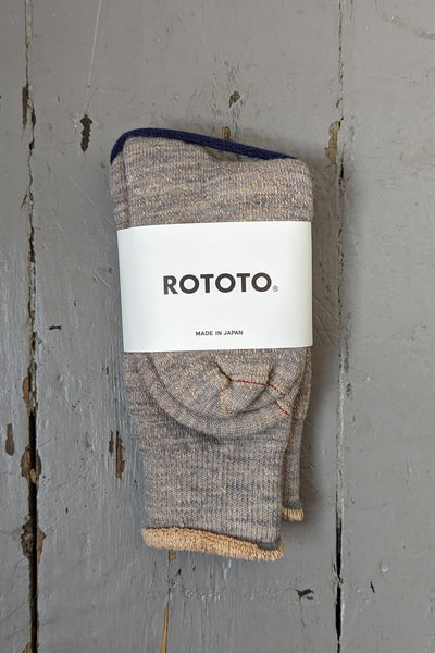 rototo-greybrown-double-face-socks