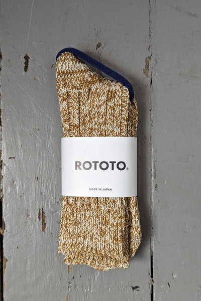 RoToTo Mustard Ribbed Crew Socks
