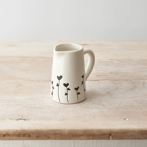 BUNNY AND CLARKE Black Heart Floral Jug