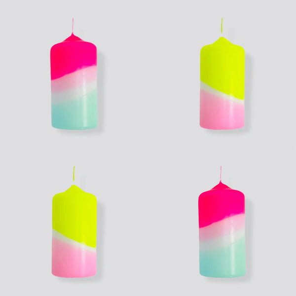 Pink Stories Neon Dipped Pillar Candle
