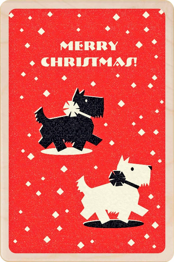 The Wooden Postcard Company Scotties Christmas Wooden Postcard