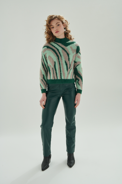 24 COLOURS Moss Leather Pants - Green