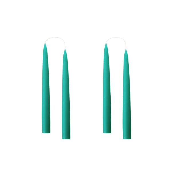 Kunstindustrien Pair Of Turquoise Hand Dipped Taper Candle / Short