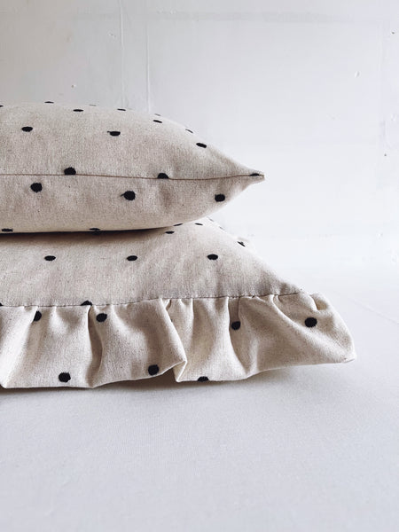 Walker Home 20 x 20 inches Frilled Linen Spotty Cushion