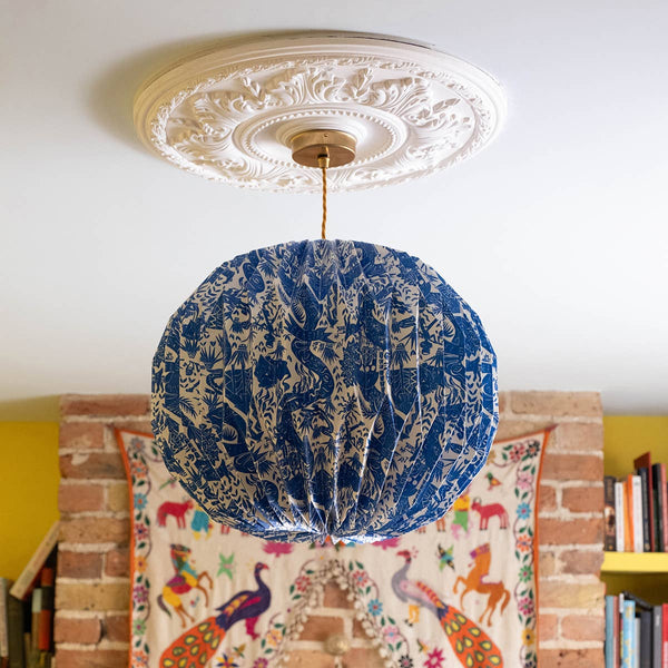 AARVEN Origami Paper Lamp Shade - Blue Globe