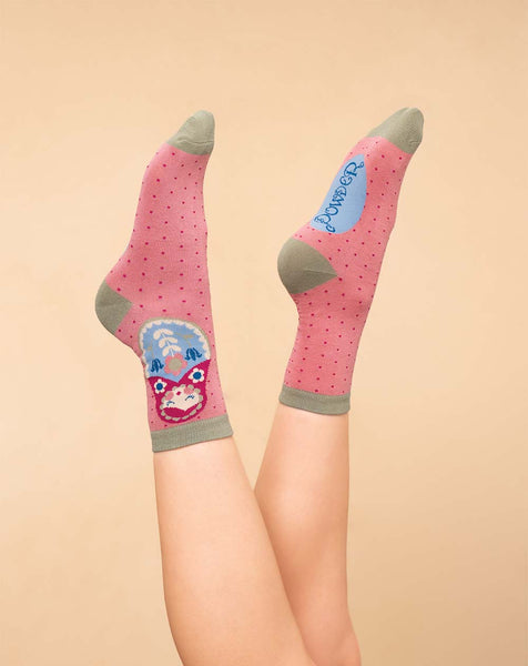 Powder Matryoshka Doll Ladies Ankle Socks - Petal