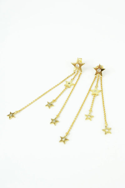 My Doris Gold and Star Chain Drop Earrings