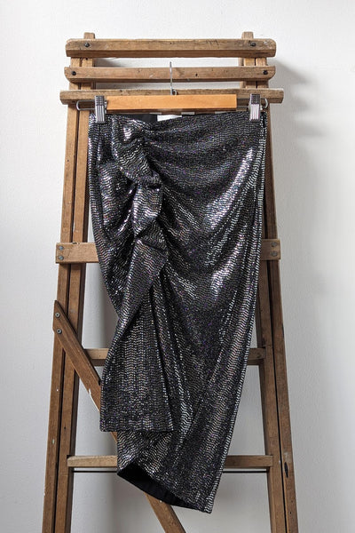 Marant Etoile Dolene Silver Sequin Ruffle Skirt