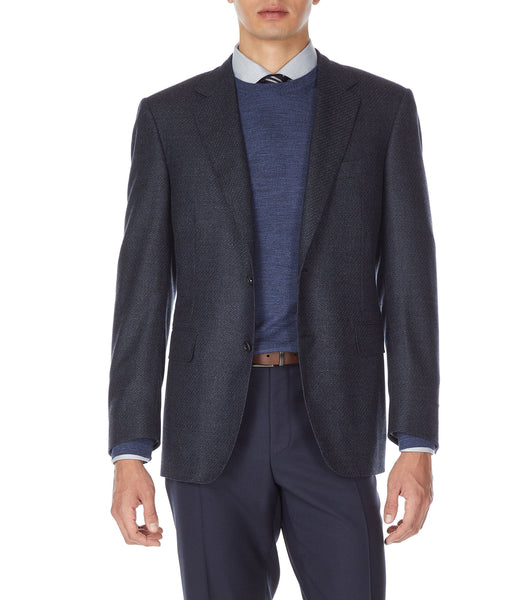 Canali - Blue 2 Button Jacket With Zig-zag Detail Fabric Cu04651.302