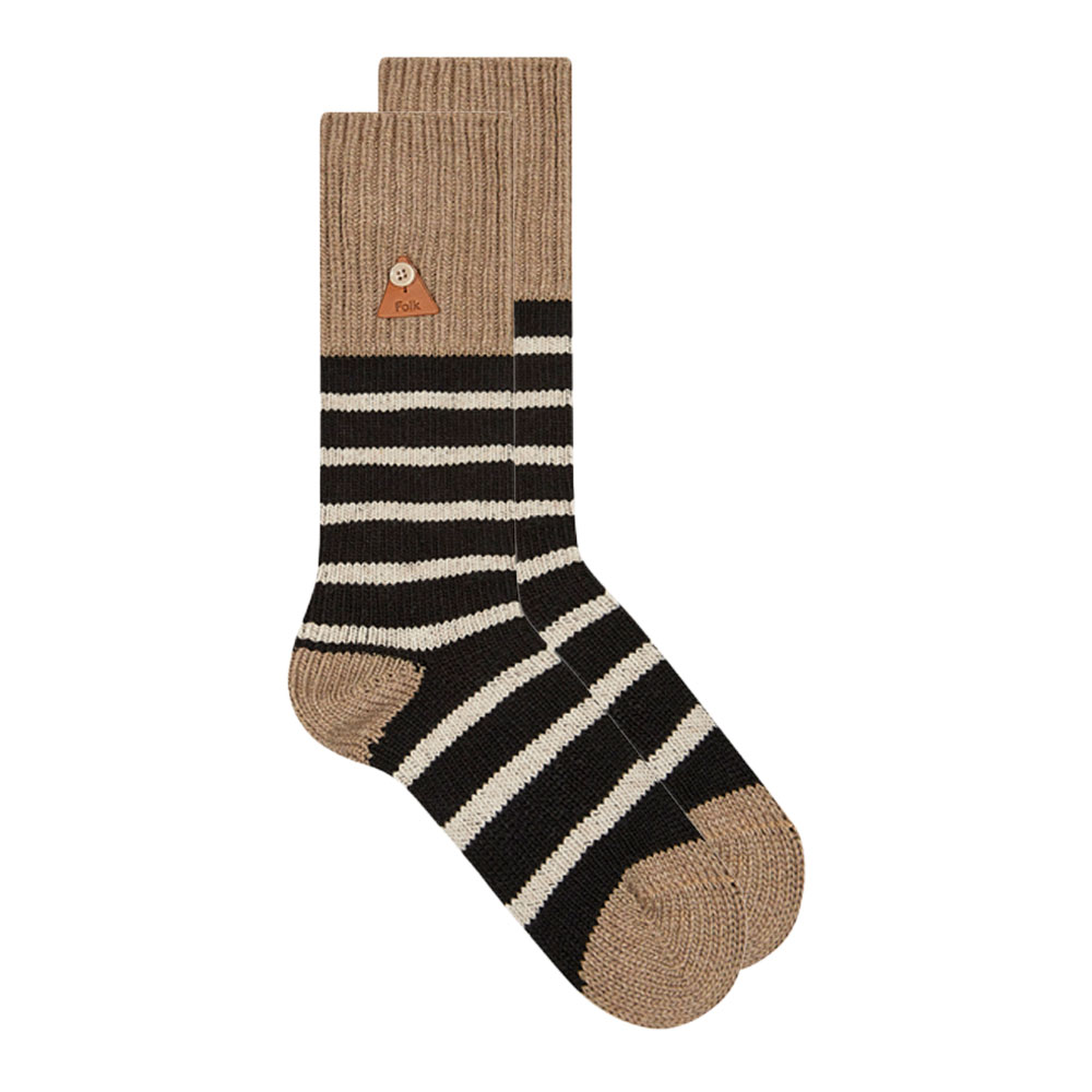 Folk Wool Stripe Socks - Black