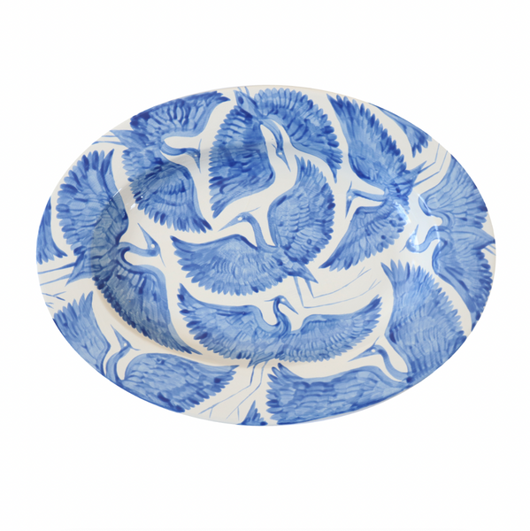 Rosanna Corfe Large Blue Herons Hand Painted Serving Platter
