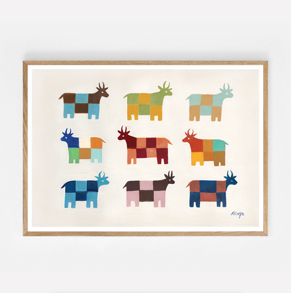 Rosanna Corfe A2 Moo Colourful Patchwork Cow Print