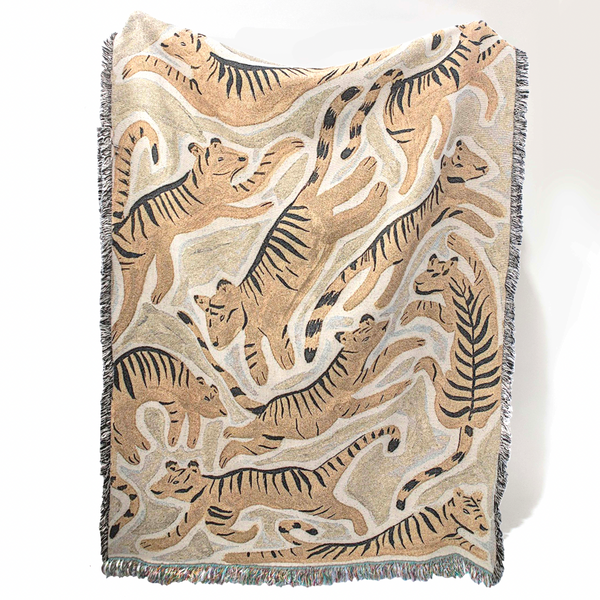 Rosanna Corfe Cotton Woven Recycled Tigers Pattern 01 Throw