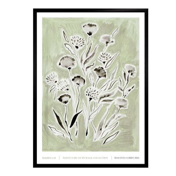 Rosanna Corfe A3 Green Wishful Floral Print