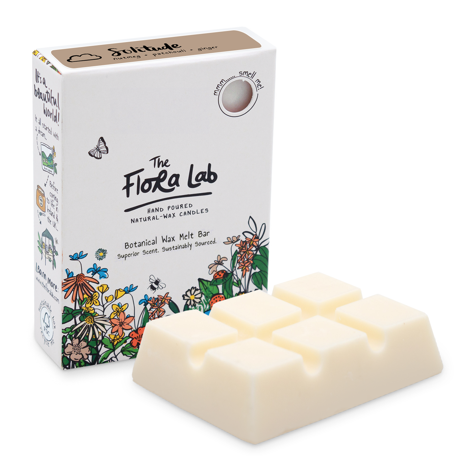 The Flora Lab Solitude Wax Melt Bar | Nutmeg Patchouli Ginger