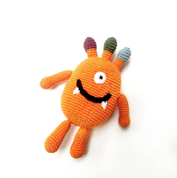 Pebblechild Halloween Baby Soft Toy Monster Rattle – Soft Orange