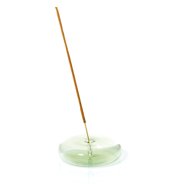 Maegen Incense Holder Hand Blown Glass Dimple Green