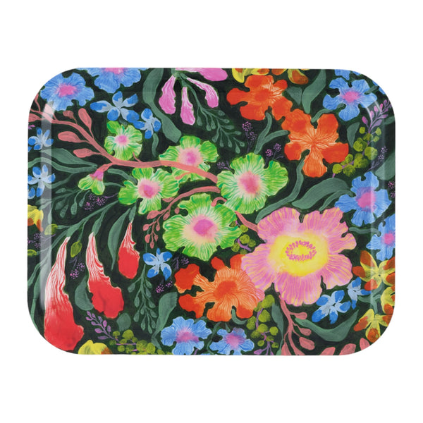 Wrap - Tray Birch Wood Rectangle Botanical Blooms