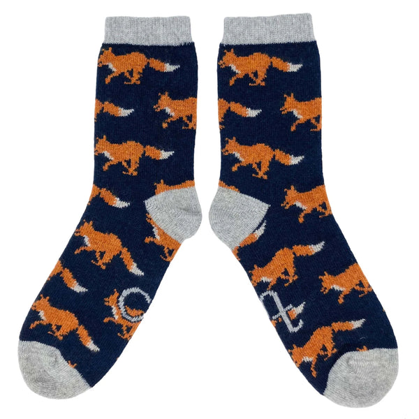 Catherine Tough Women's Lambswool Ankle Socks - Running Fox Dark Teal