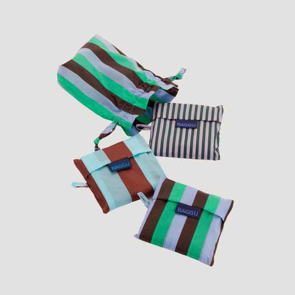 Baggu Standard Set of 3 - Vacation Stripe Mix Pouch