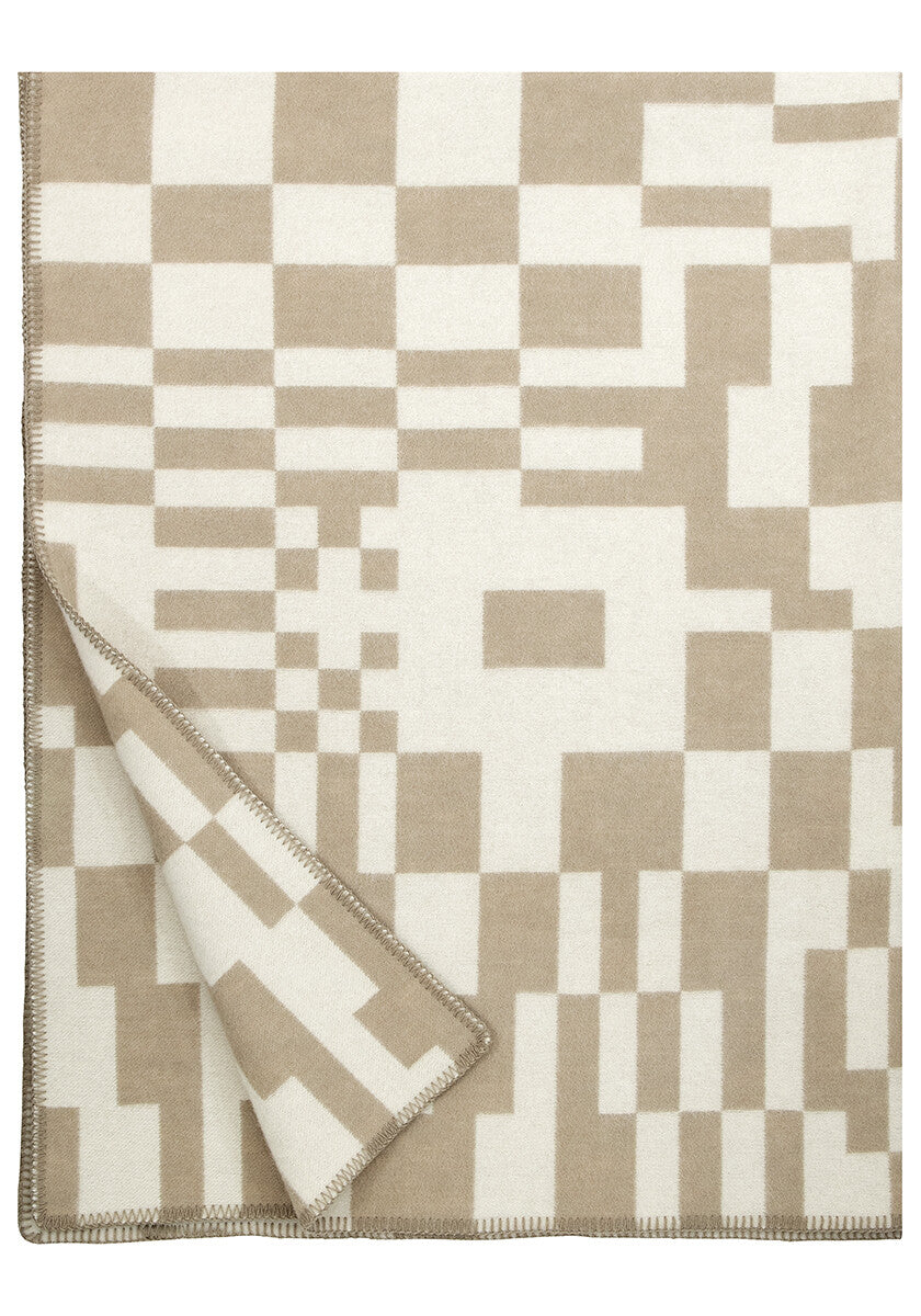 Lapuan Kankurit Koodi Wool Woven Blanket - White/beige