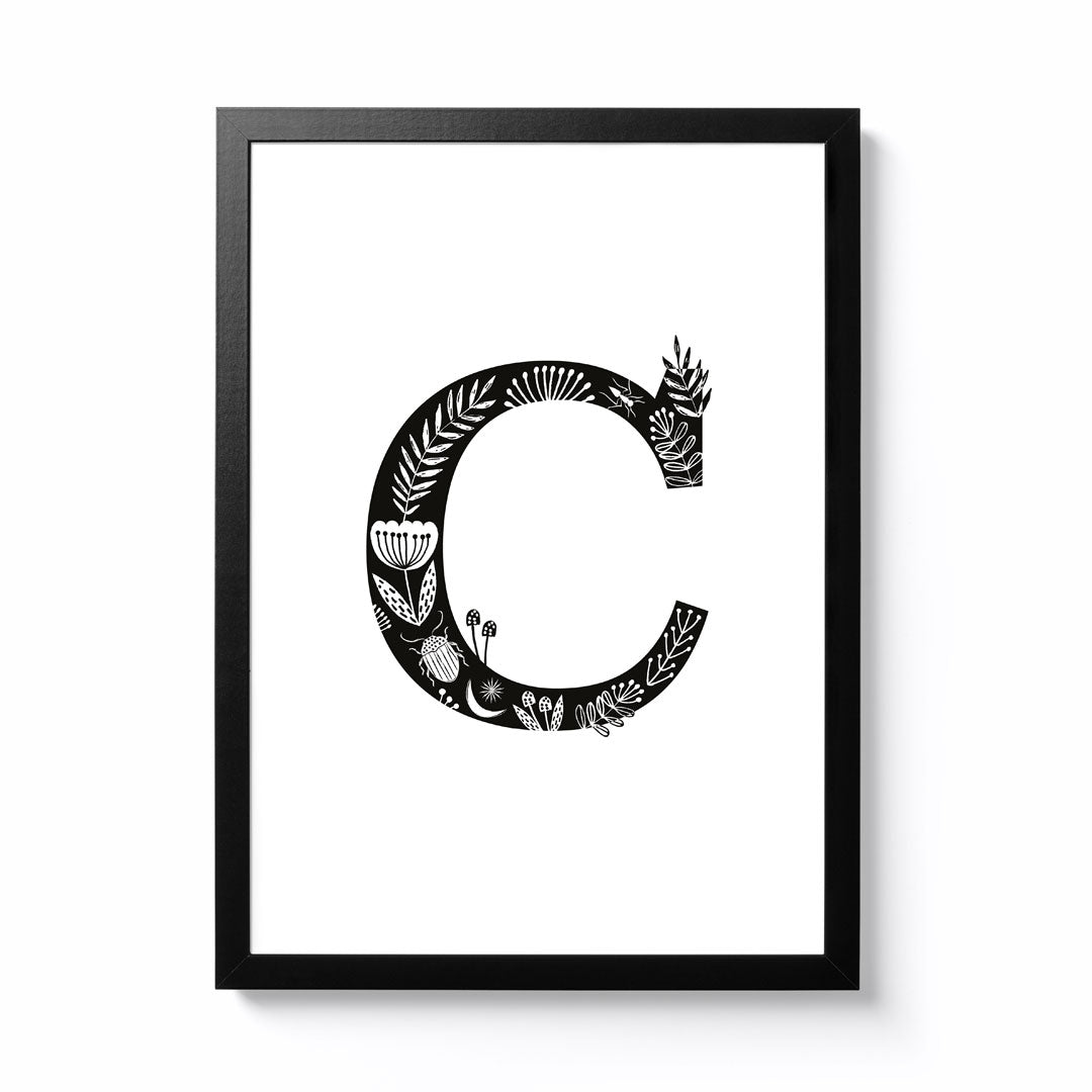 Maggie Magoo Designs A3 Folk Alphabet Letter C Framed Print