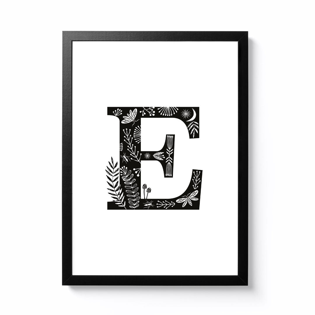 Maggie Magoo Designs A3 Folk Alphabet Letter E Framed Print