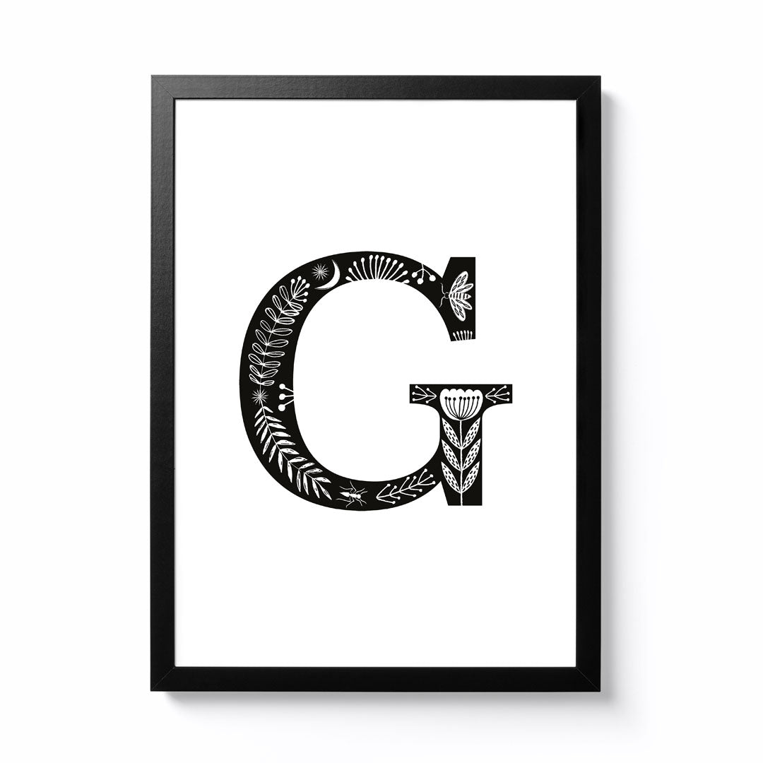 Maggie Magoo Designs A3 Folk Alphabet Letter G Framed Print