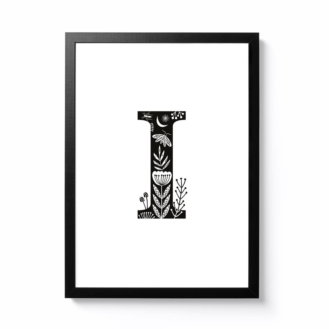 Maggie Magoo Designs A3 Folk Alphabet Letter I Framed Print
