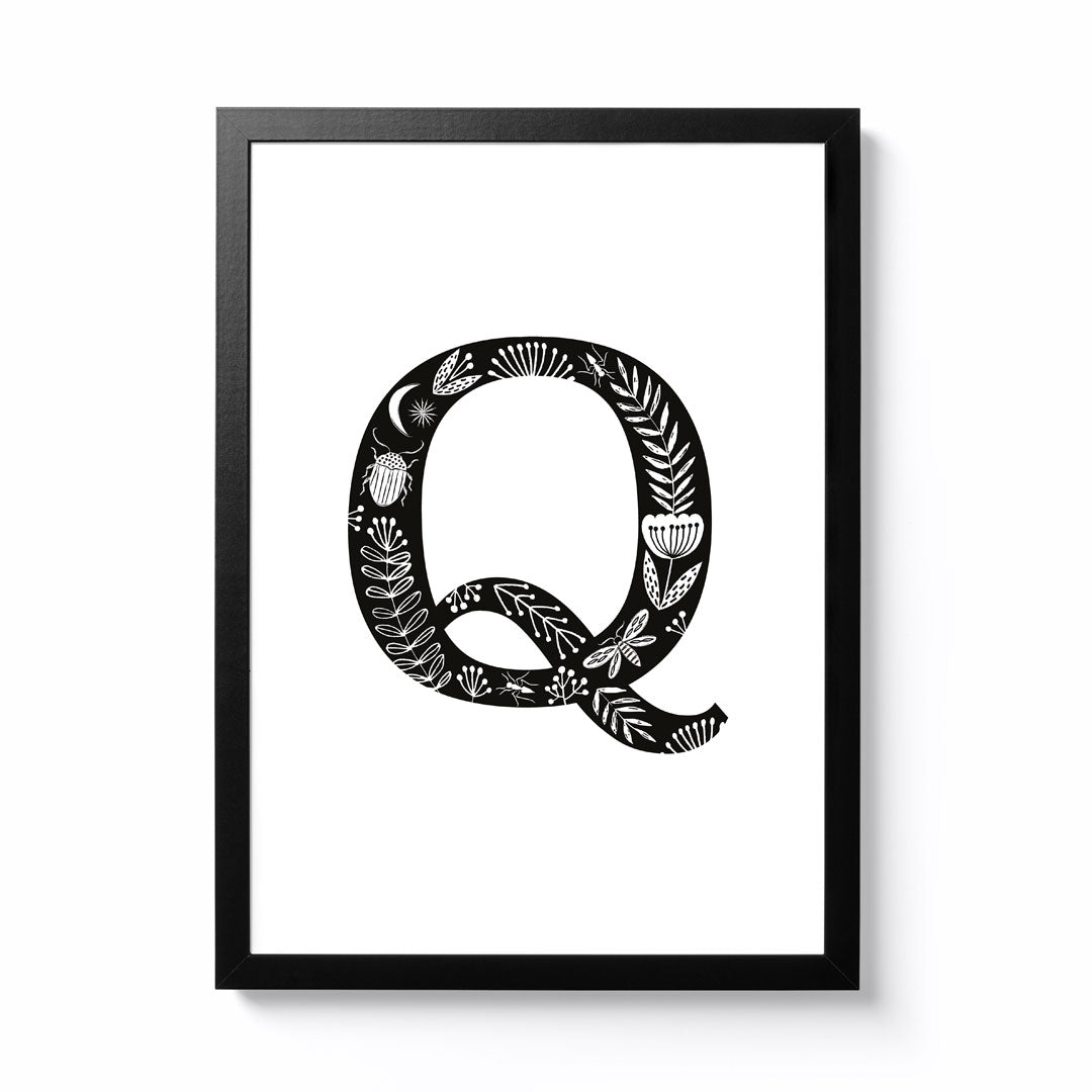 Maggie Magoo Designs A3 Folk Alphabet Letter Q Framed Print