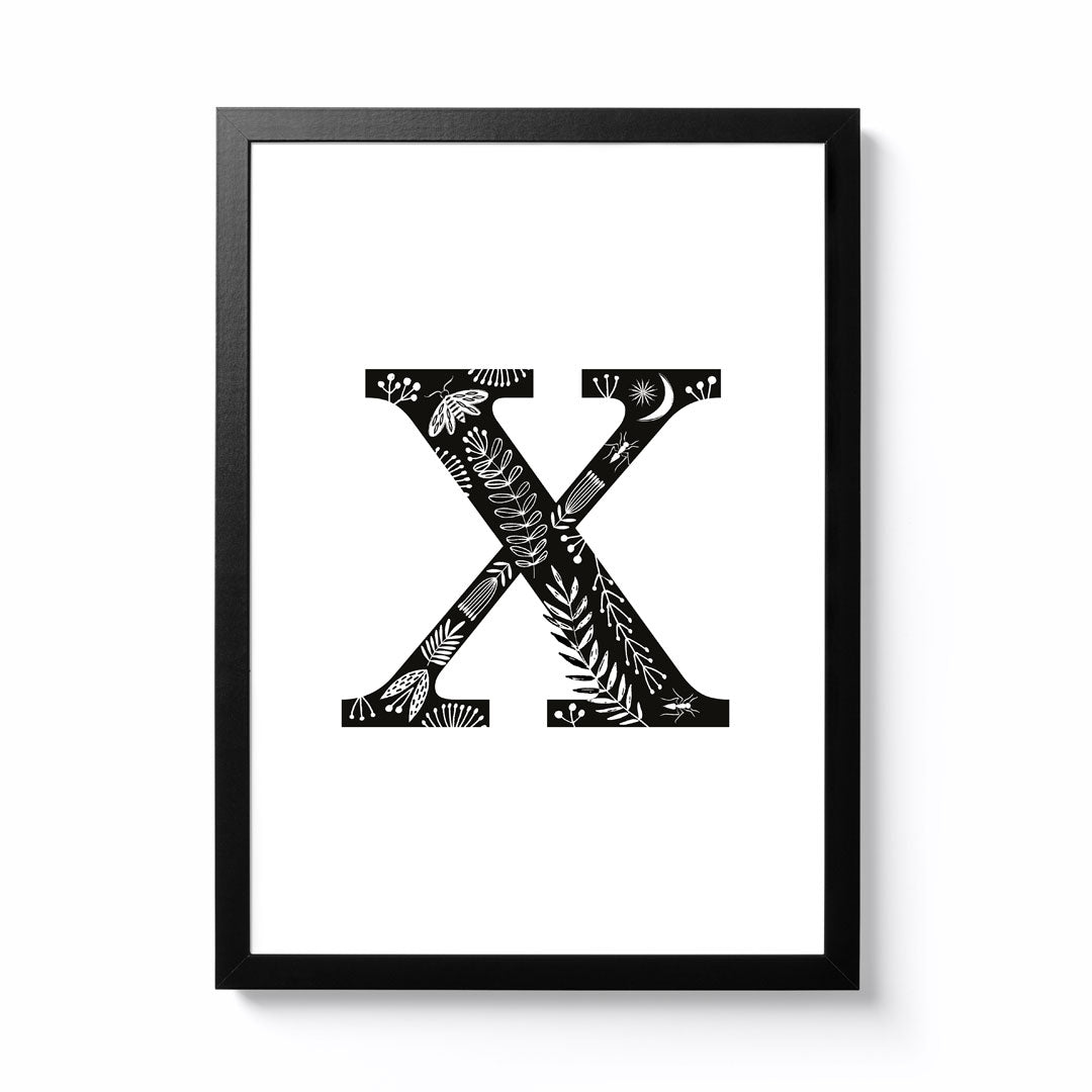 Maggie Magoo Designs A3 Folk Alphabet Letter X Framed Print