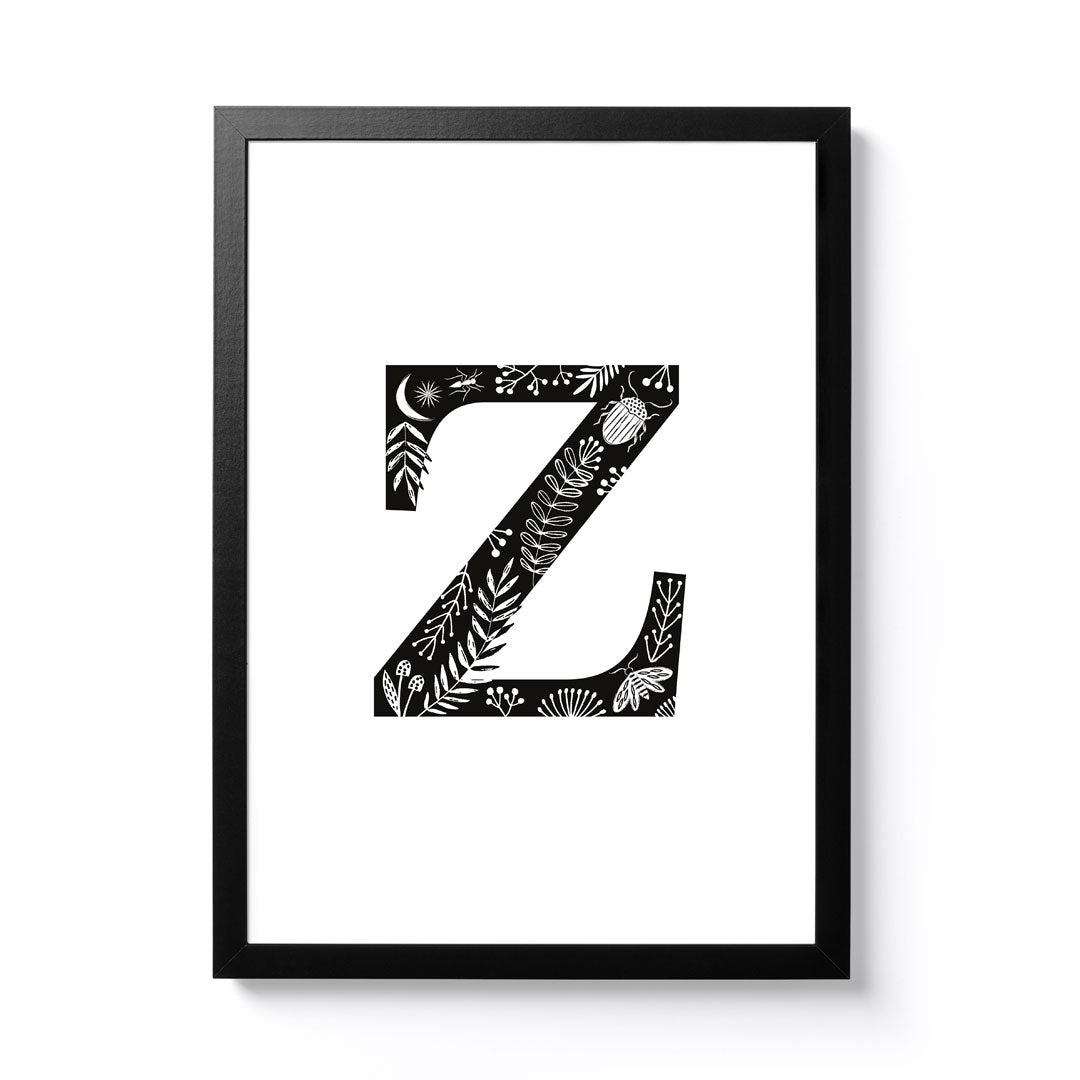 Maggie Magoo Designs A3 Folk Alphabet Letter Z Framed Print