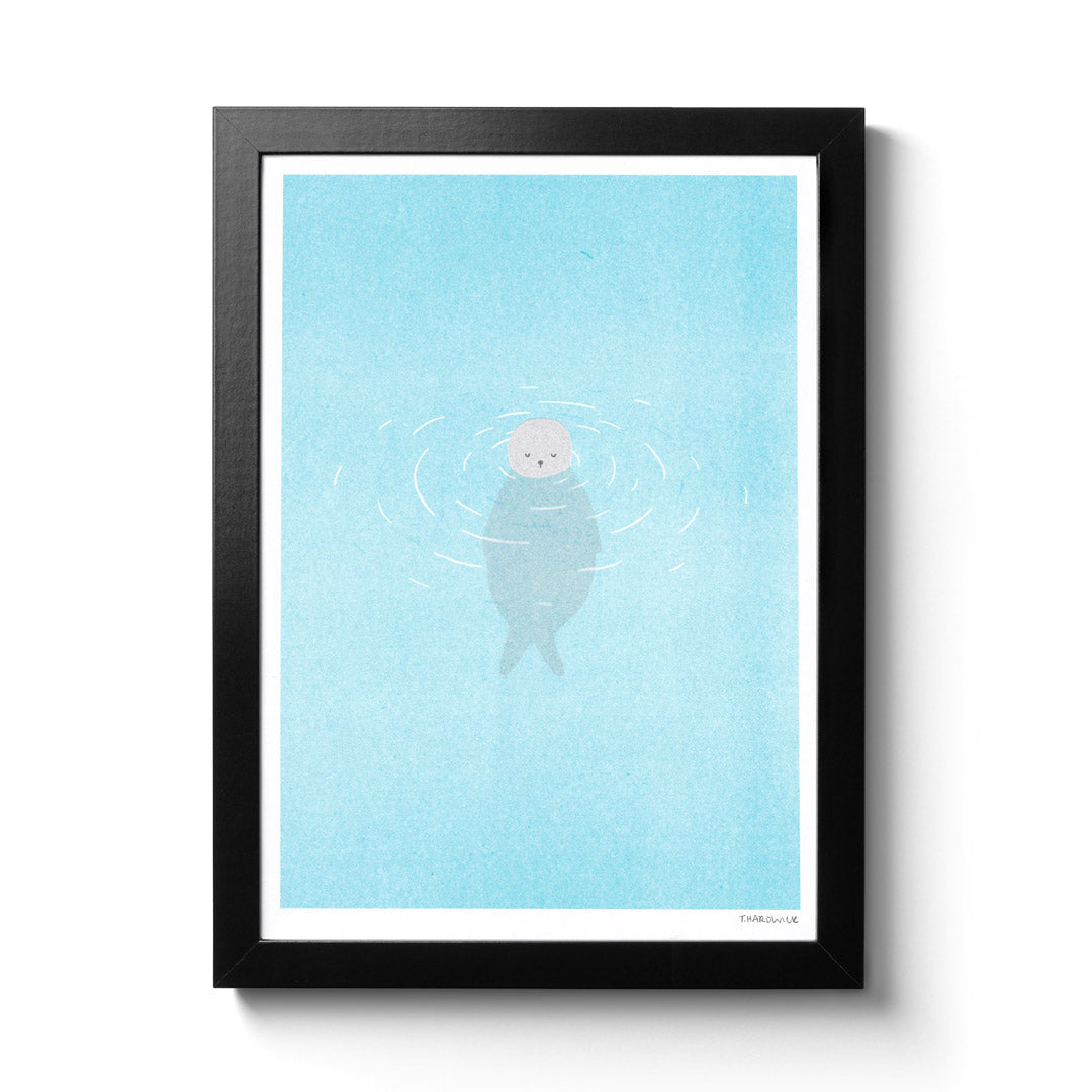 Tom Hardwick Happy Seal A4 Framed Riso Print