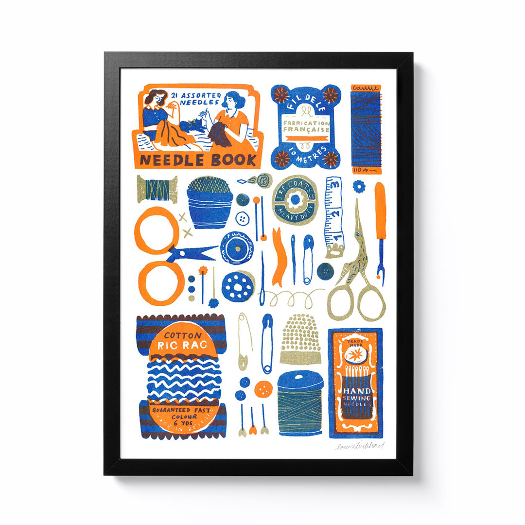 The Printed Peanut Sewing Collection A3 Framed Riso Print