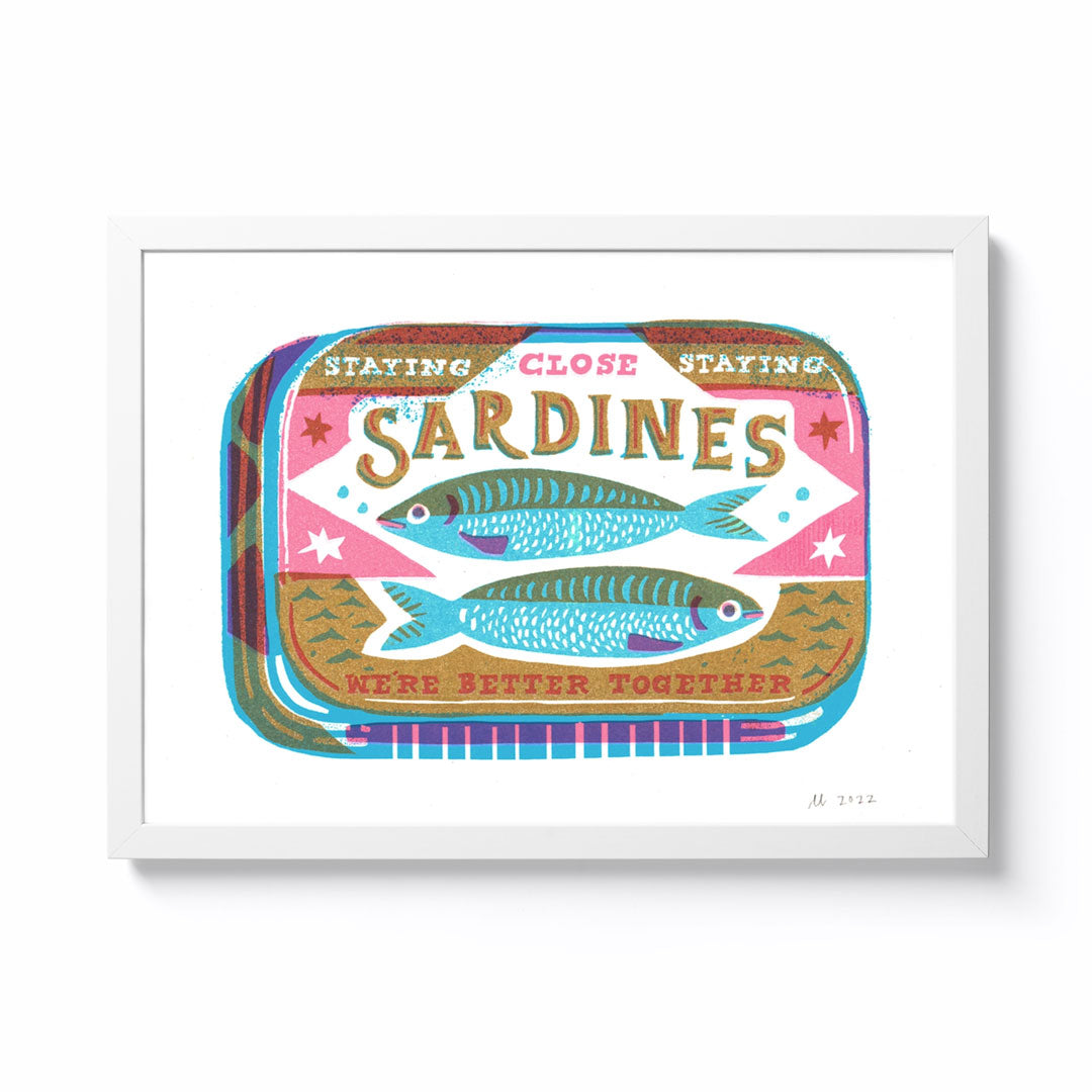 The Printed Peanut Sardines Â· A4 Framed Riso Print