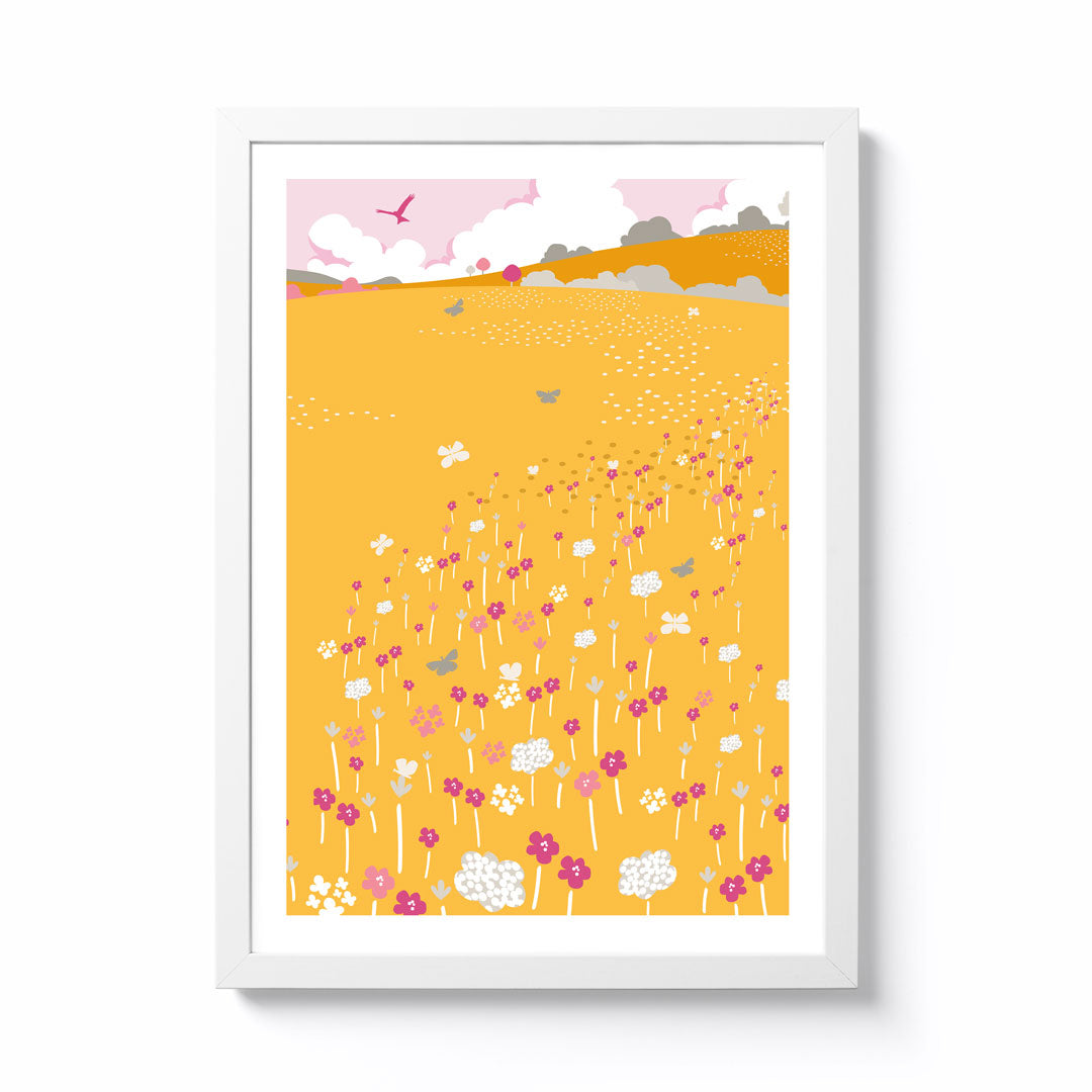 Zoe Mingos A3 Chalky Grasslands Framed Print