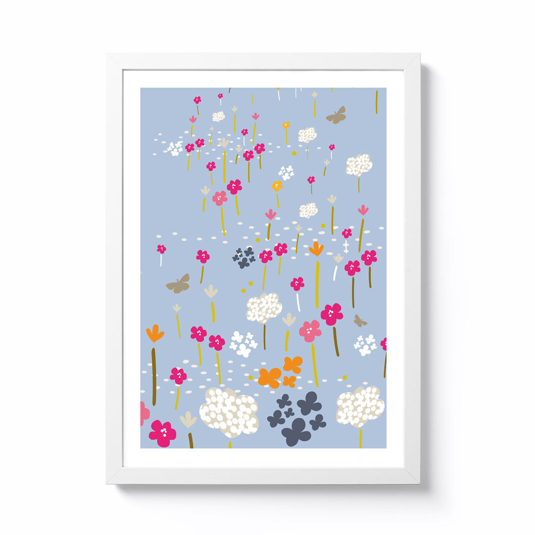 Zoe Mingos A3 Blue Flowers Framed Print