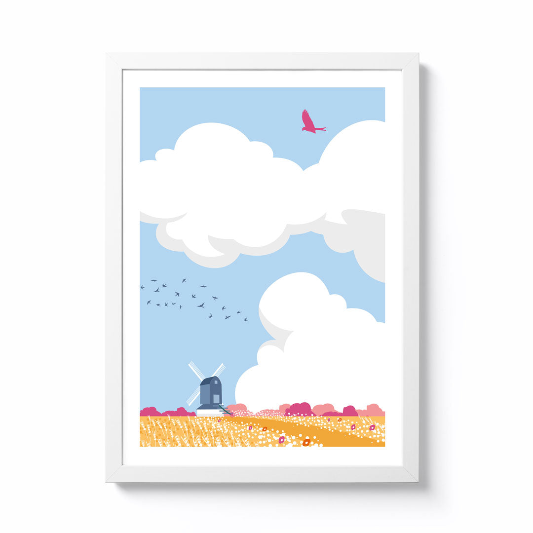 Zoe Mingos A3 Big Skies And Windmill Framed Print