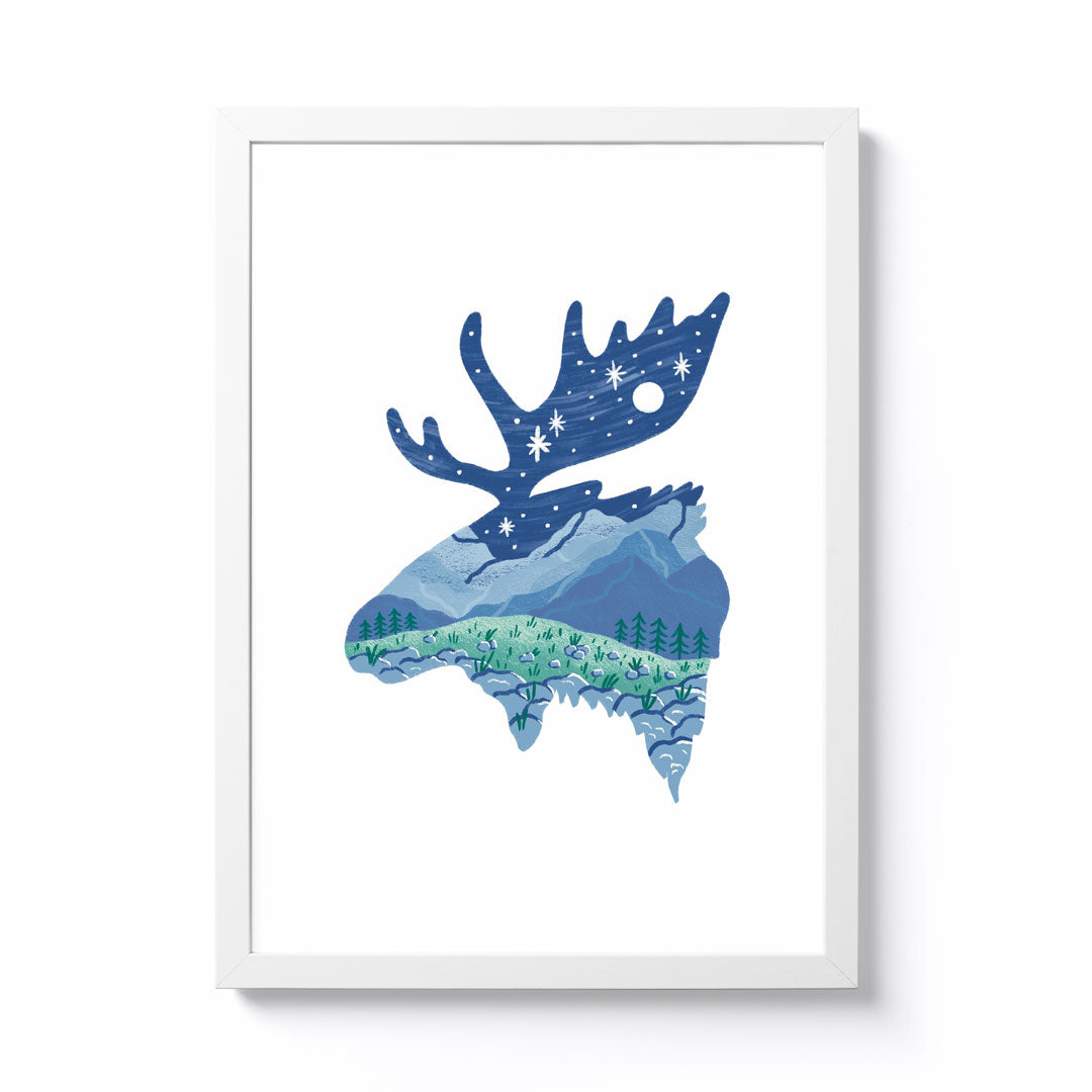 Rachel Hall A4 Moose Framed Print