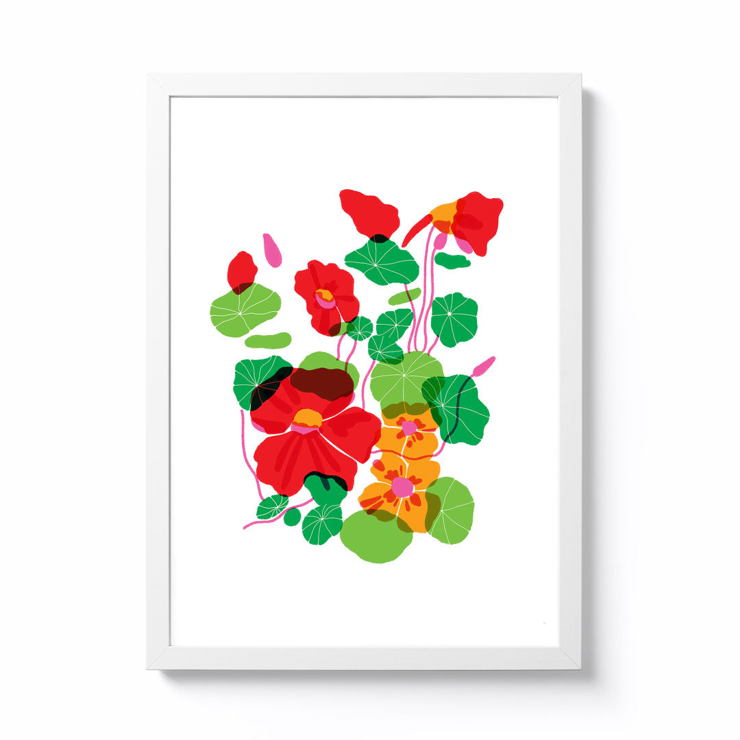 Becky Mann A3 Red Nasturtiums Framed Print