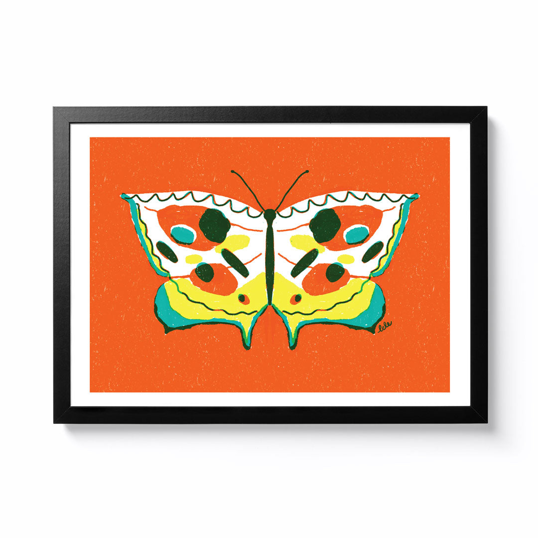 Lele Saa Butterfly Orange A3 Framed Print