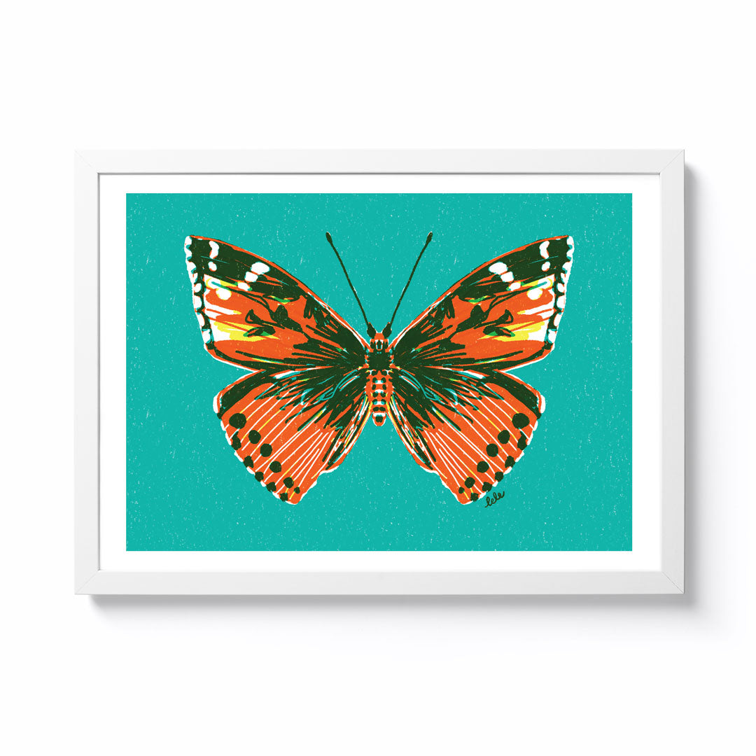Lele Saa Butterfly Teal A3 Framed Print