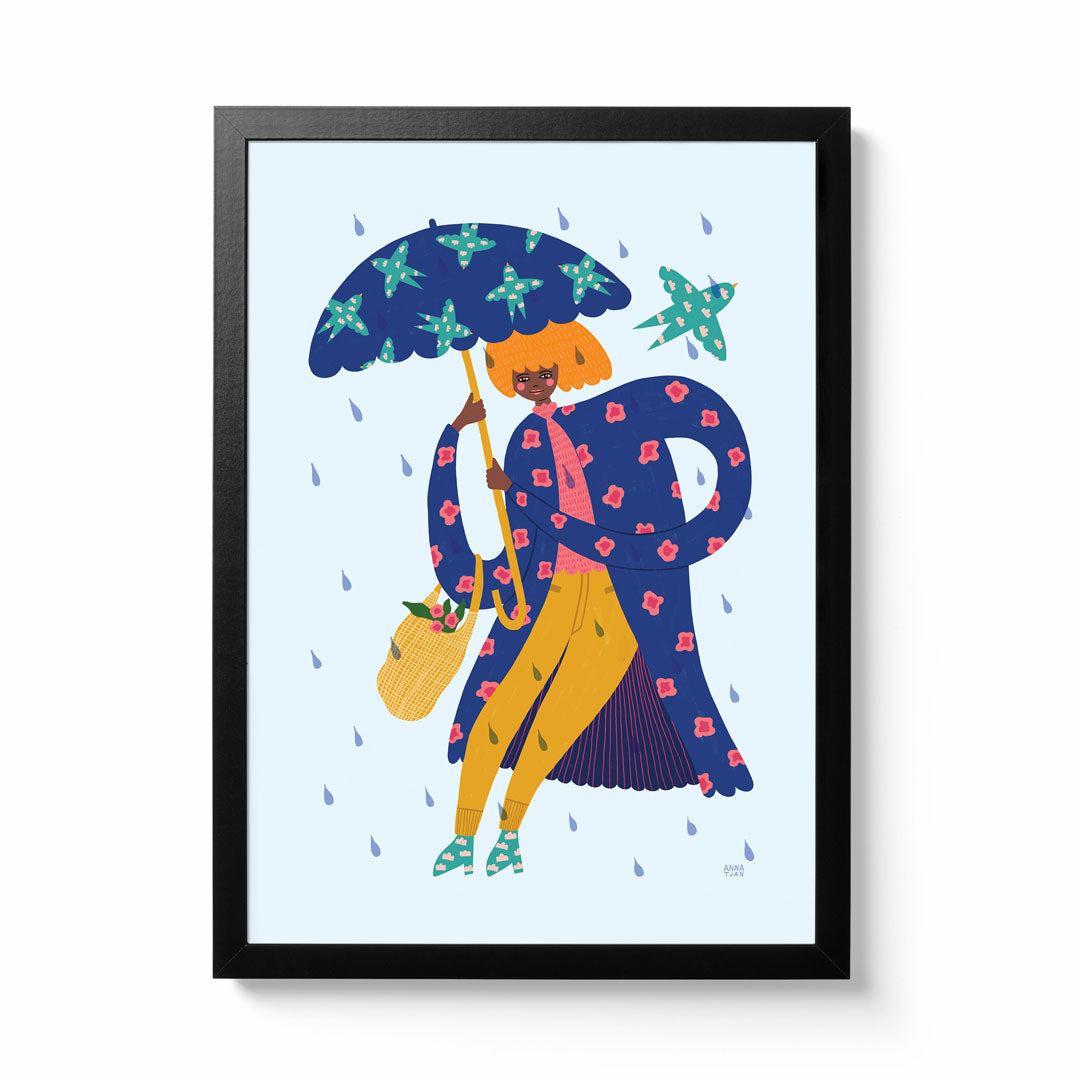 Anna Tjan A4 In The Rain Framed Print