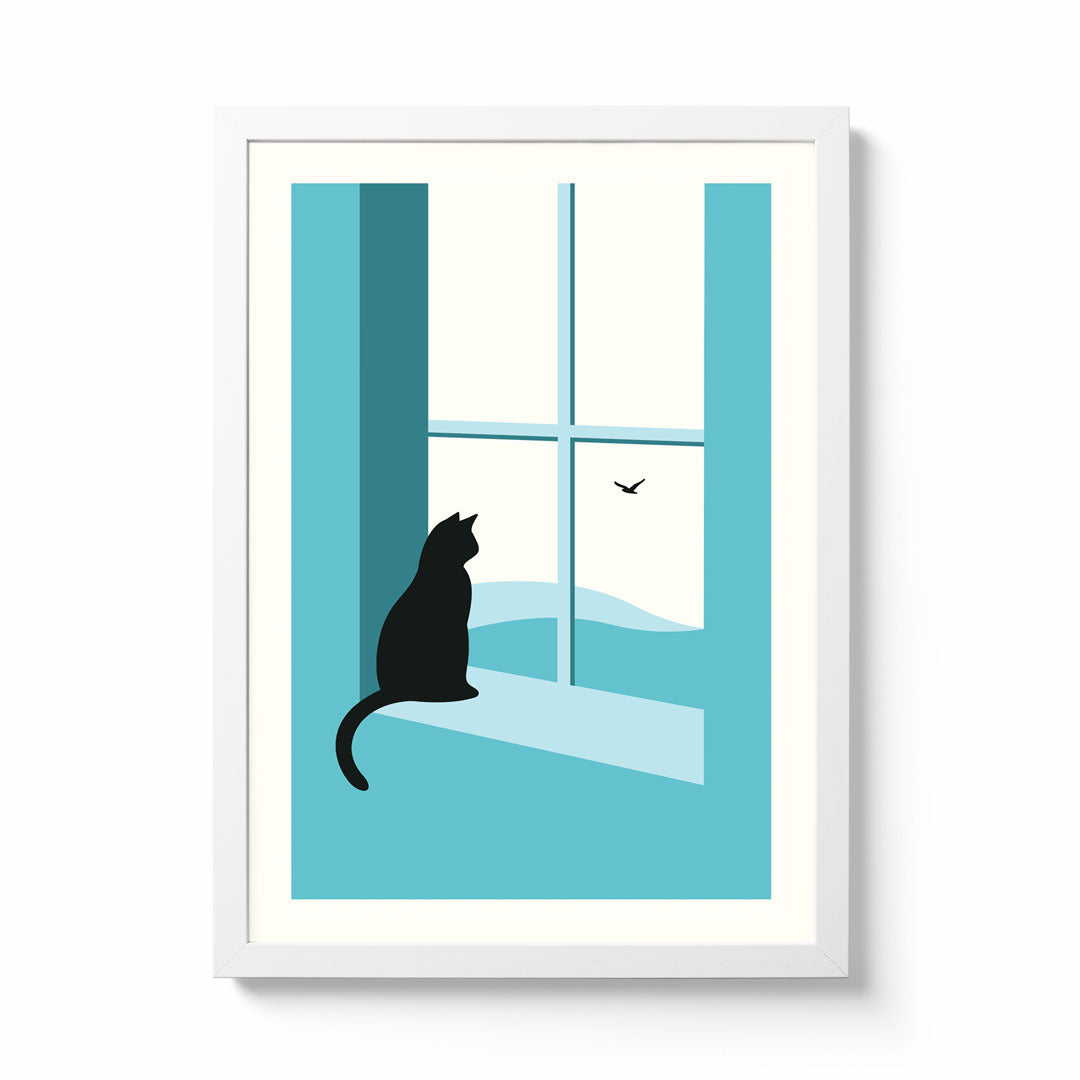 OR8DESIGN A4 Watching Through the Window Framed Print