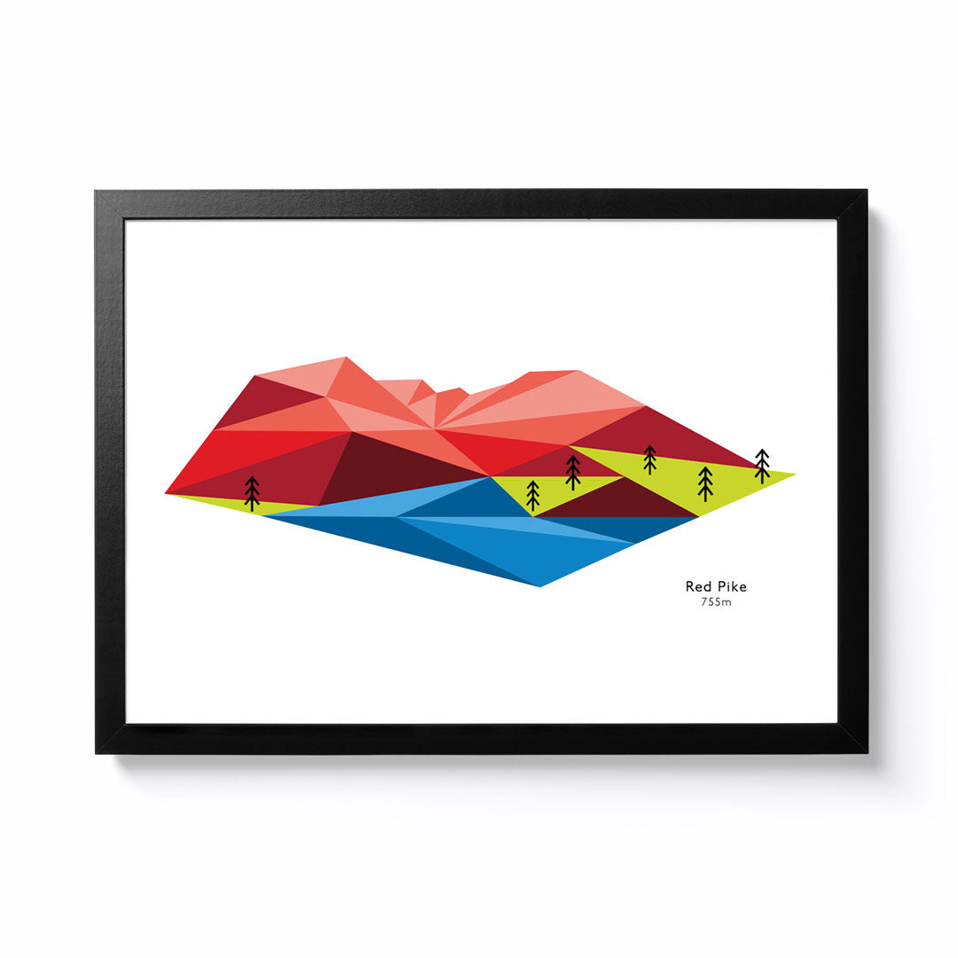 Rory and the Mountains A4 Red Pike 755 Framed Print
