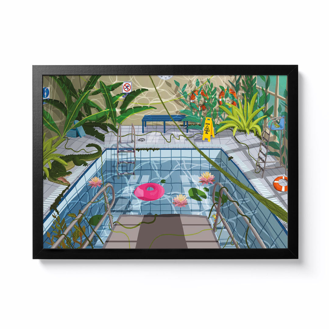 Mary Flora Hart A4 Dive In Framed Print
