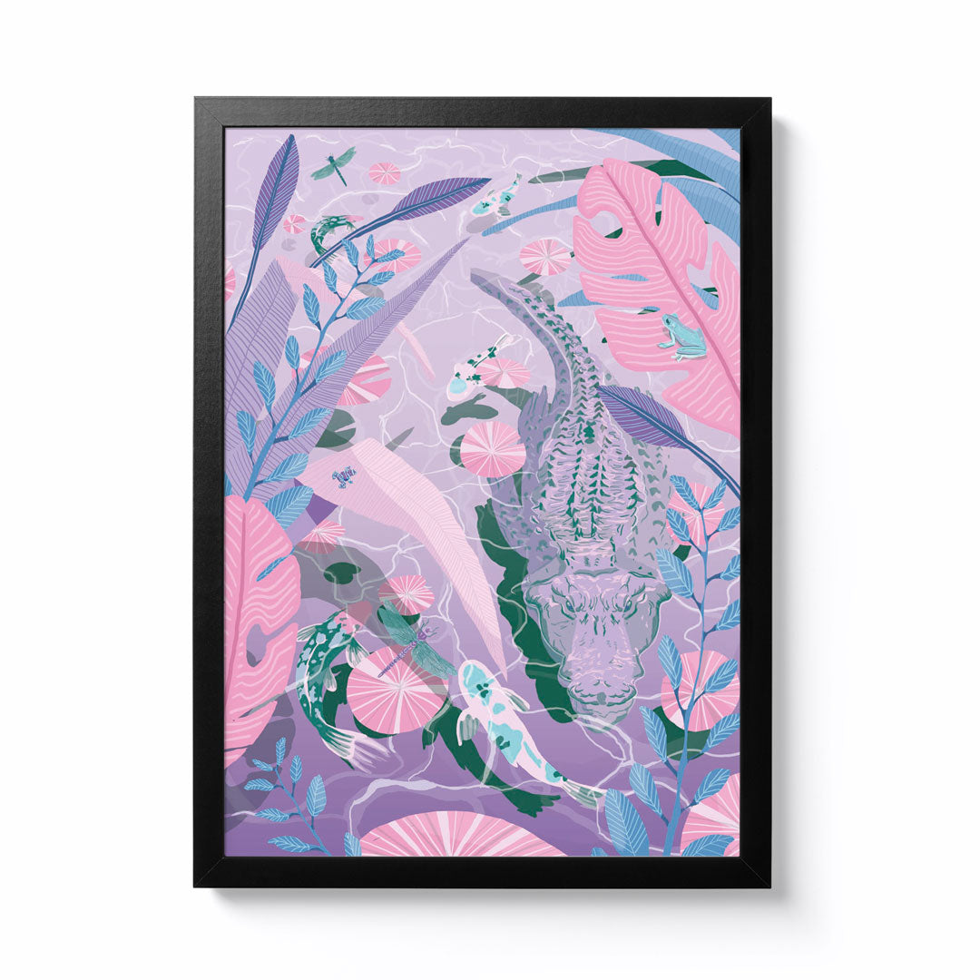 Mary Flora Hart A3 Lilac Lake Framed Print
